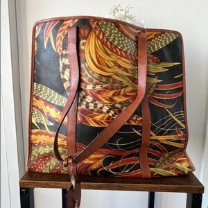 Auth Ferragamo Coated Canvas Print Tote Bag *Rare*